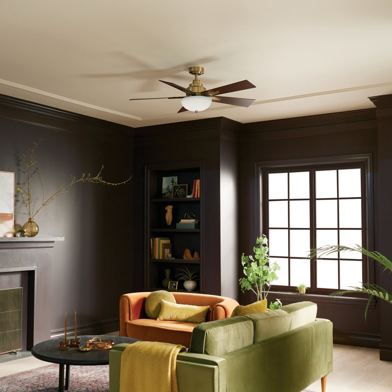 52'' Ceiling Fan with LED Lights, Brushed Natural Brass