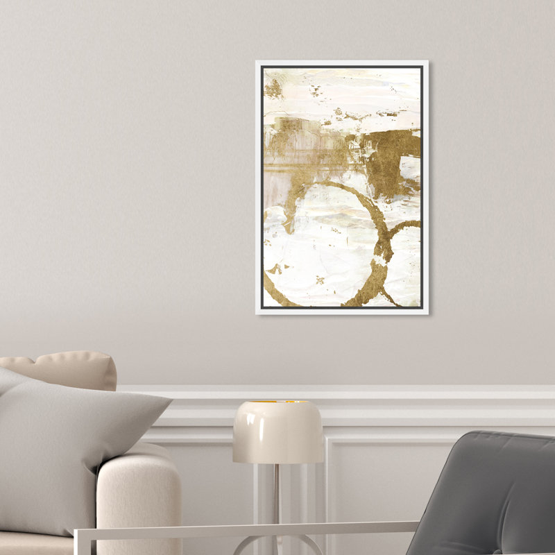 Earthhip Birch II Golden Wine Stains Modern Gold par Oliver Gal, Toile encadrée flottée blanche