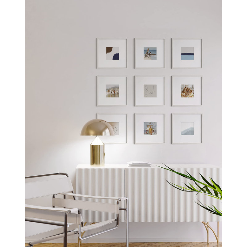 Cadre photo - ensemble de 9, Blanc, 10 po x 10 po, 5 po x 5 po