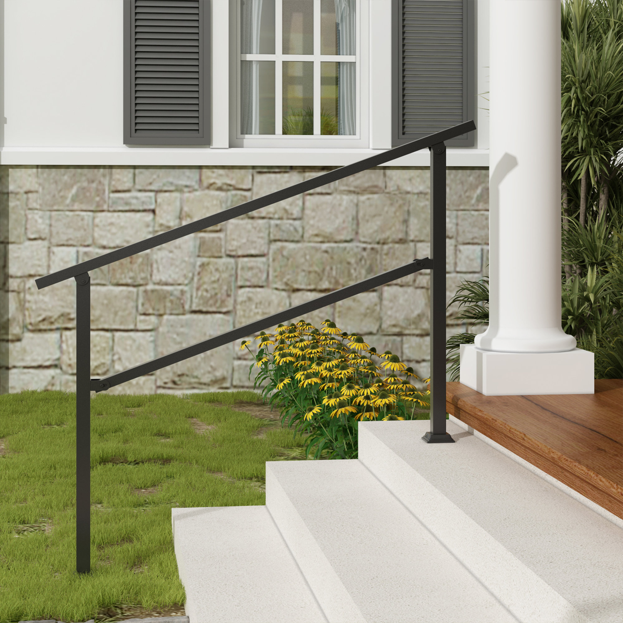 Metaoutdoors Stair Railing Kit Handrail Flexible Outdoor Deck Hand Rail ...