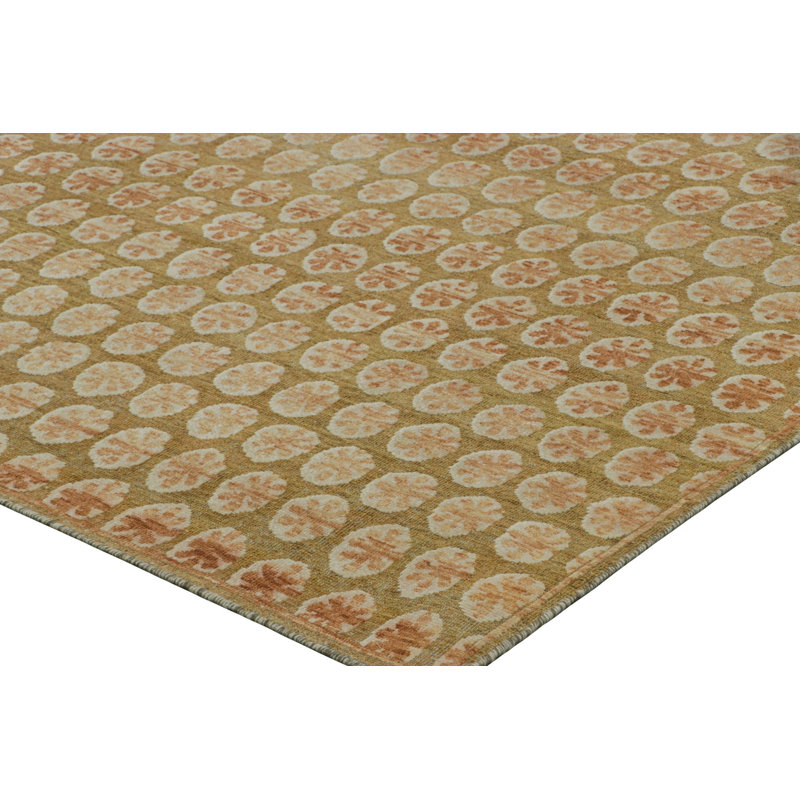 Black Print Hand Knotted Floral Area Rug, Rectangle 14' x 20'