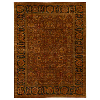 Tapis rouge et bleu noué à la main de haute qualité