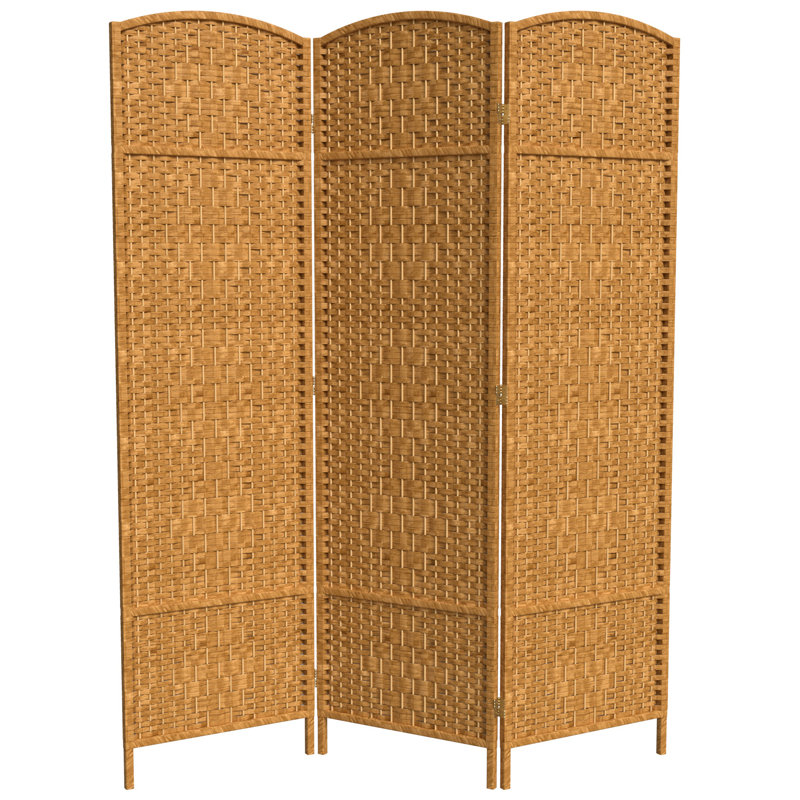 71" Tall Diamond Weave Fiber 6 Panel Room Divider, 4, Natural
