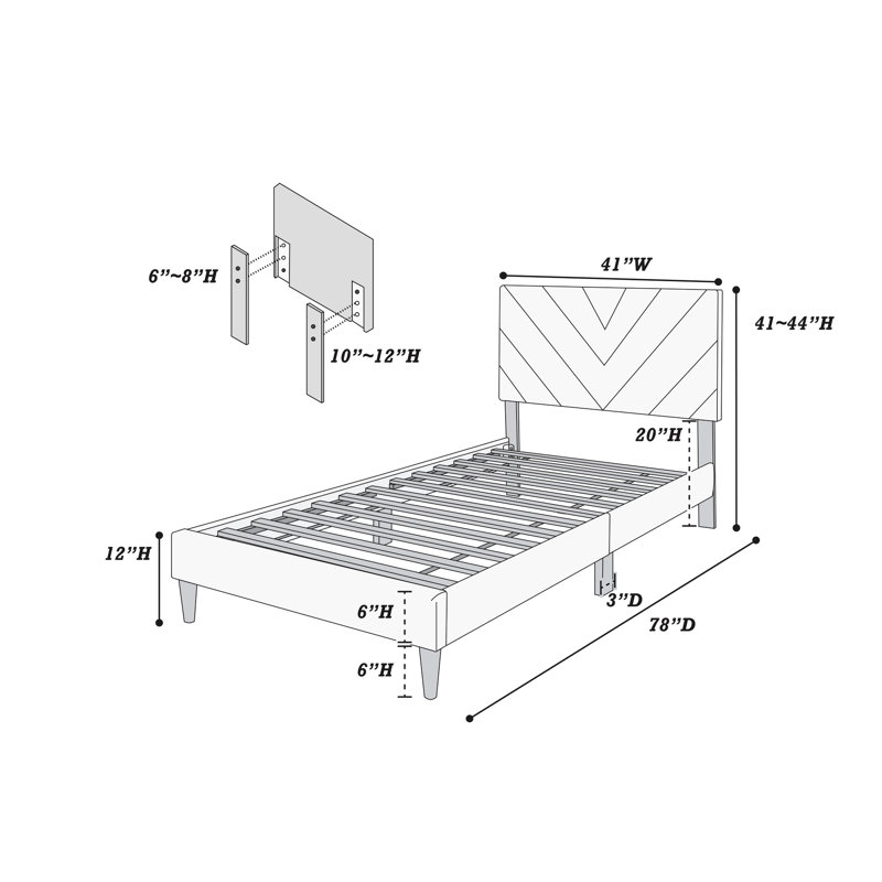 Lit simple en velours moderne avec tête réglable et support pour 12 systèmes stables, Rose clair