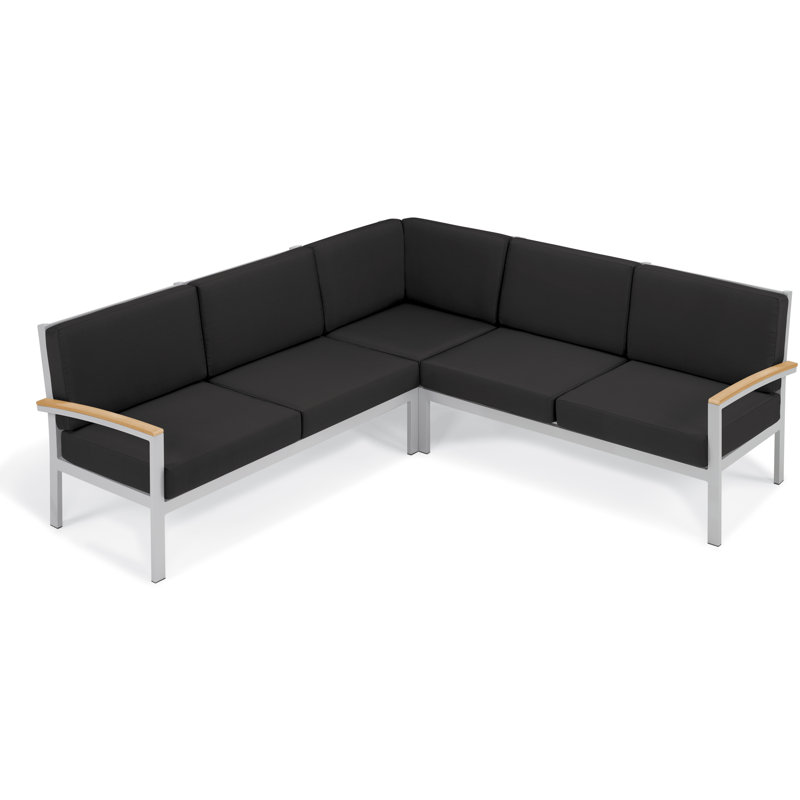 Travira Arm Sectional with Cushion, Tekwood Natural, Jet Black