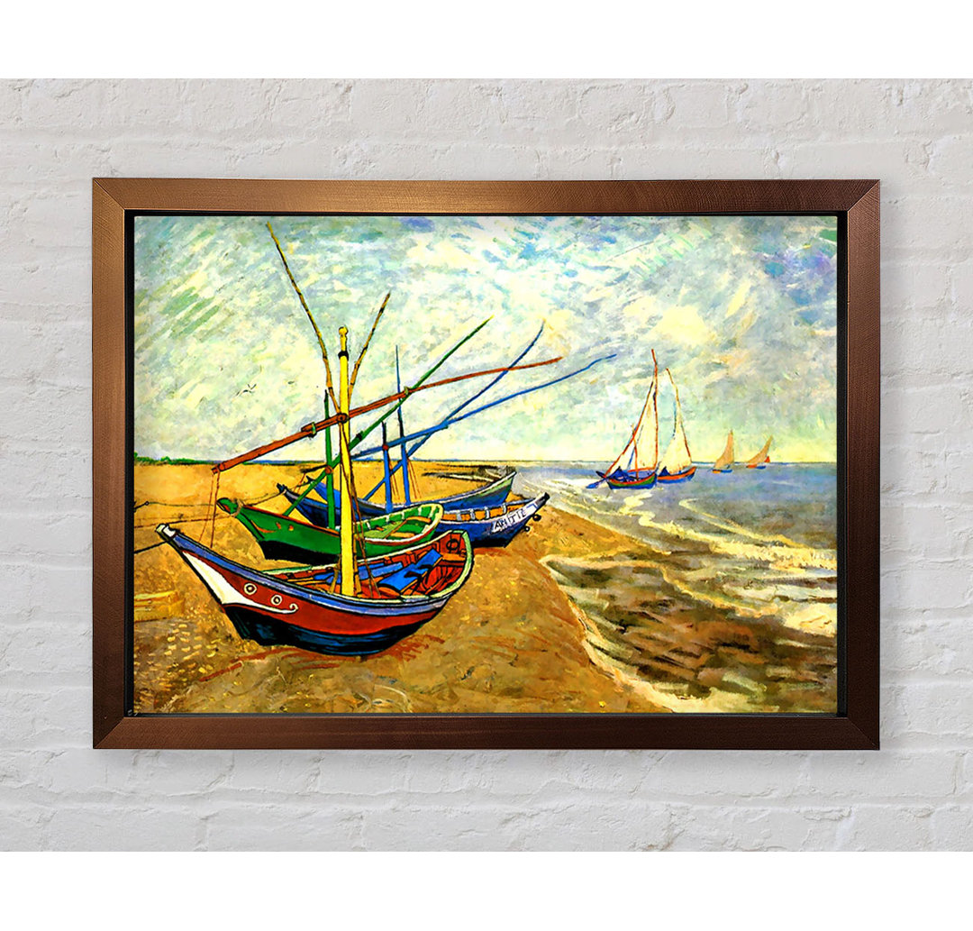 Fischerboote am Strand von Saintes-Maries von Vincent Van Gogh - Einzelne Bilderrahmen Kunstdrucke