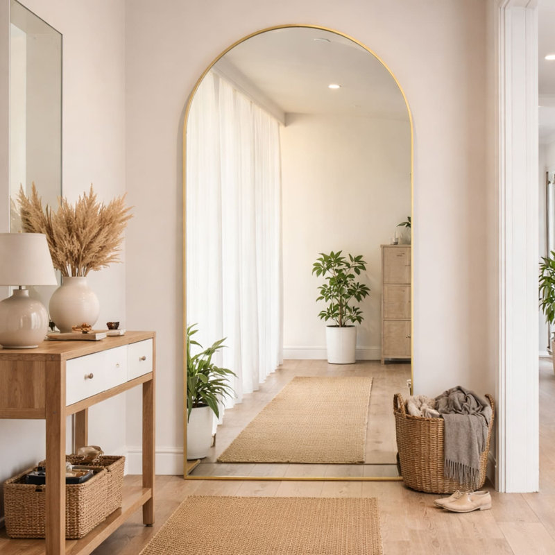 Akiko - Gold Metal Arched Wall & Leaner Mirror, 180cm x 90cm