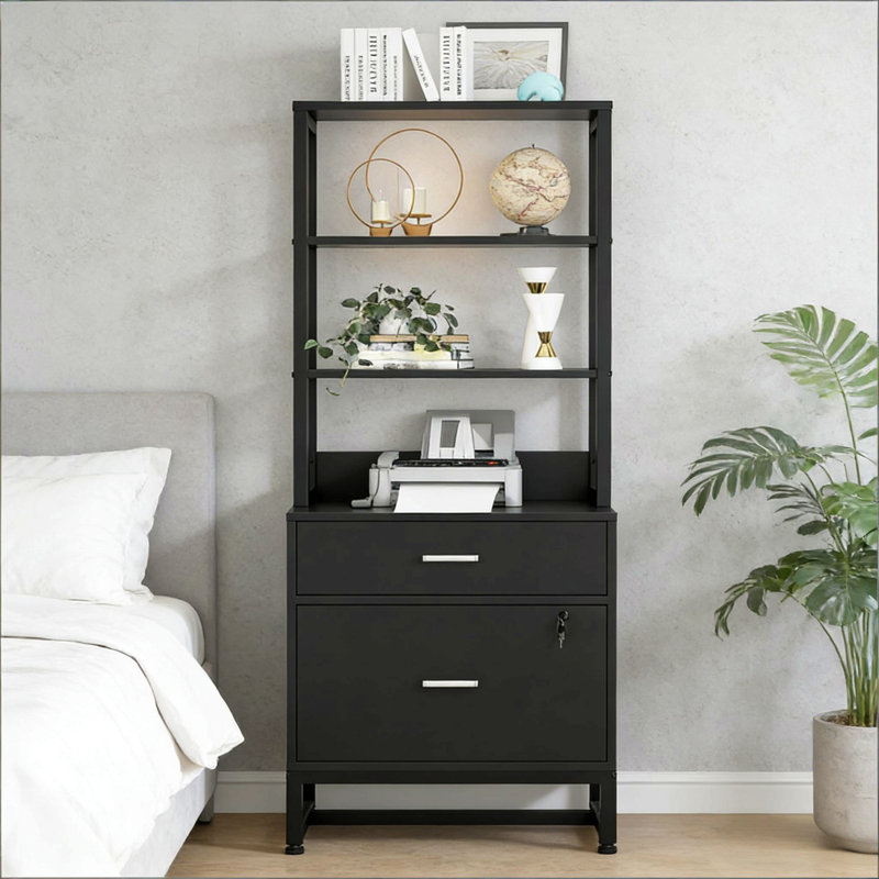 Spacieux classeur, classeur à hauteur, armoire stable avec bibliothèque ouverte