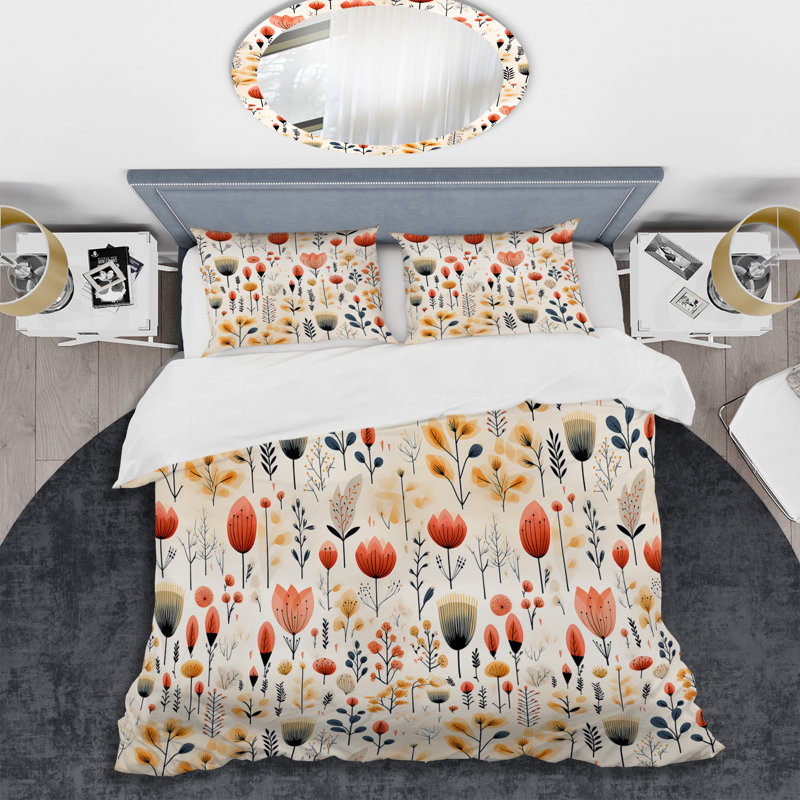 Ensemble de housse de couette Cottage, Housse de couette pour grand lit et 2 taies décor