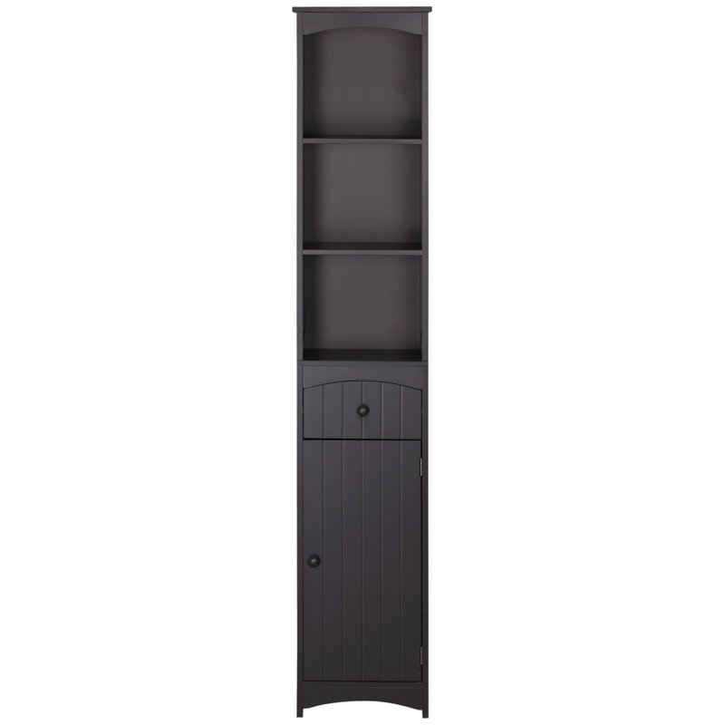 Armoire de rangement pour salle de bain, unité de rangement pour salle de bain autoportante, grande tour à linge avec tablettes à 3 niveaux et tiroir