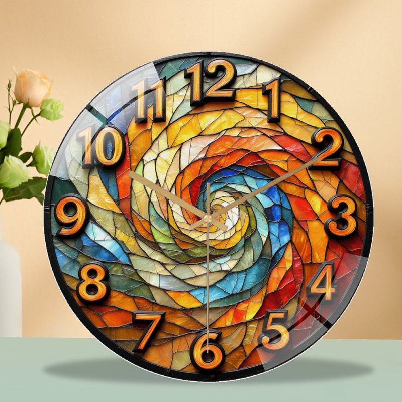 Horloge murale colorée en spirale pour décoration intérieure - Horloge murale 12 po