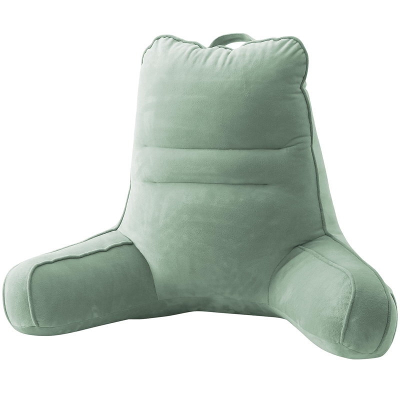 Back Pillow for Bed Sitting Up with Arm Support and Side Pockets, Sage