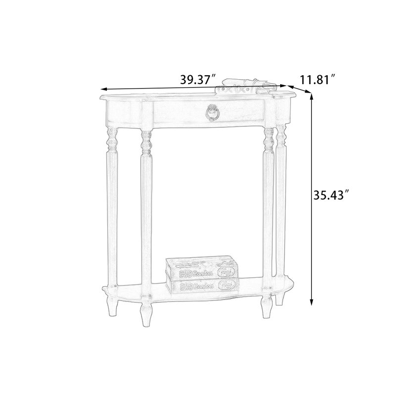 Walnut Half Moon Solid Wood Console Table, 35.43" H x 39.37" W x 11.81" D