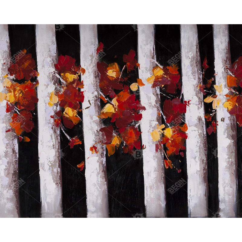 Trees And Fall Leaves Print On Canvas