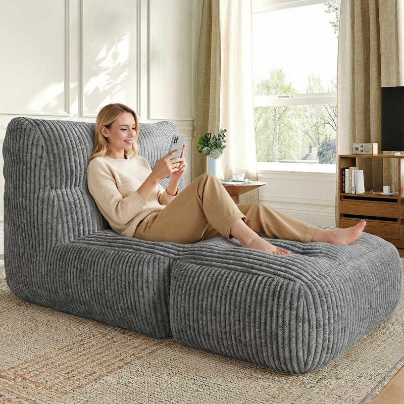 Fauteuil à billes pliable en velours côtelé, canapé de salon multi-positions, sans fauteuil d'assemblage géant pour le salon, la chambre à coucher