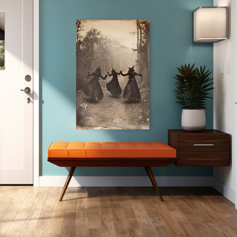 " Witches Forest Dance Gothic Mystical Vintage Forest Landscape Wall Art Print " Print, 48" H x 32" W