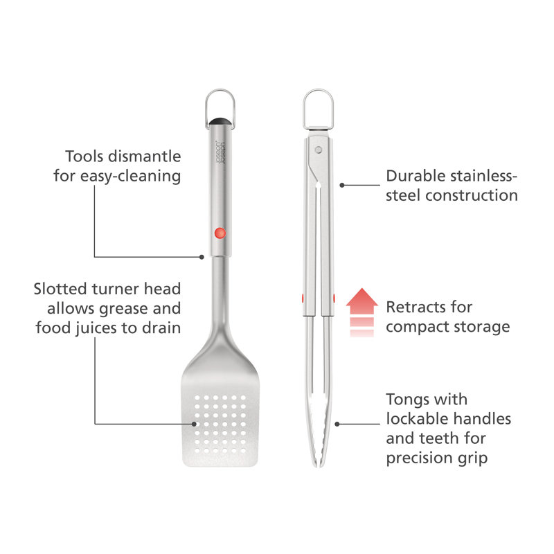 Joseph Joseph Grillout 2-Piece BBQ Turner & Tongs Set