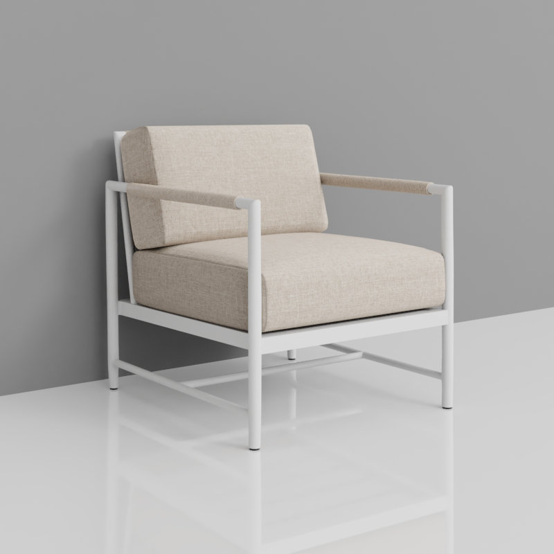 Chaise de patio avec coussins Sunbrella Sabbia, Dupione Celeste Sunbrella®