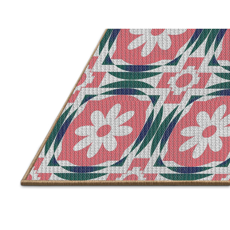 Tapis vert / rose Power Loom, Rectangle 5 pi x 8 pi