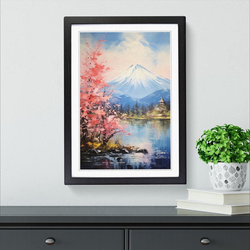 Mount Fuji Impressionism - Framed Print, Black, 64cm H x 46cm W x 2cm D