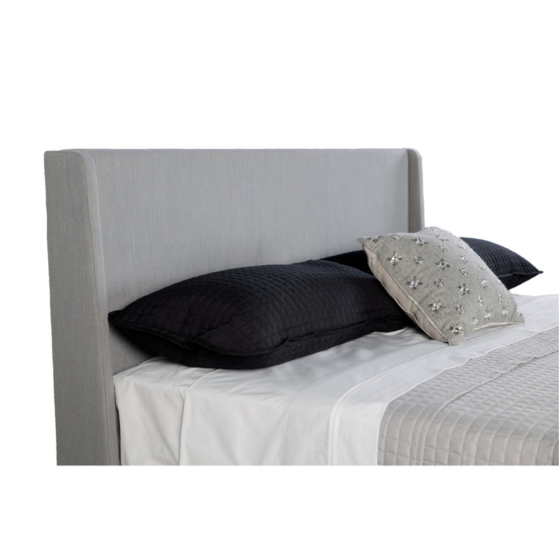 Lit tapissier avec 2 tables de chevet, Gris clair, Très grand lit