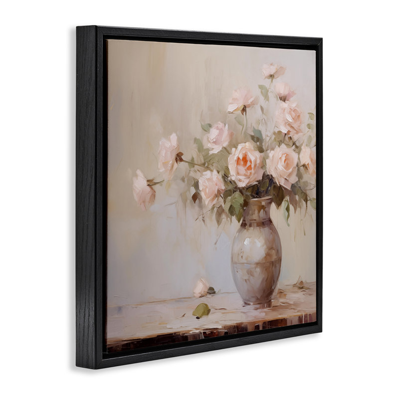 Cadre flottant romantique avec bouquet de roses, design par Arlington Prints, Cadre flottant noir de jais, H 18 po x l 18 po