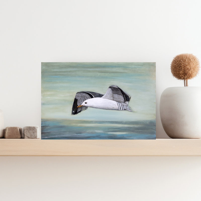 «Clear Skies», art mural mouette océan contemporain, H 18 po x l 12 po