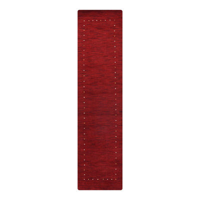 Kenshawn Hand Knotted Loom Wool Eco-Friendly Area Rugs - Runner, Red Color, Contemporary Modern Design, High Pile Thick Handmade Anti Skid Area Rugs for Living Room, Bed Room