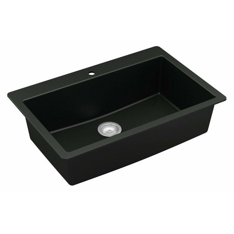 Karran Quartz 33'' X 22'' Large Single Bowl Drop-in Kitchen Sink With Bottom Grid and Strainer