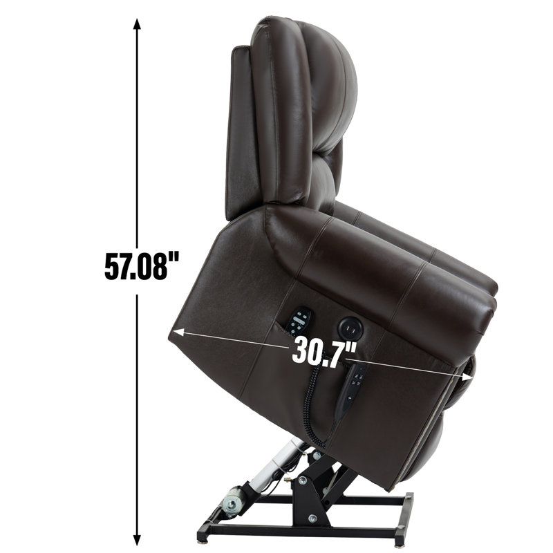 Power Lift Recliner Chair Heat Massage Dual Motor Infinite Position Up To 350 LBS, Faux Leather, Heavy Duty Motion Mechanism With USB Ports