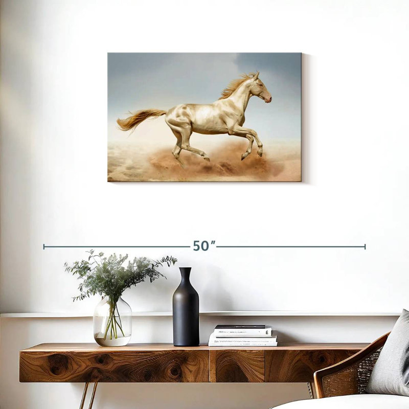 Cheval Akhal Teke qui court, H 20 po x l 30 po