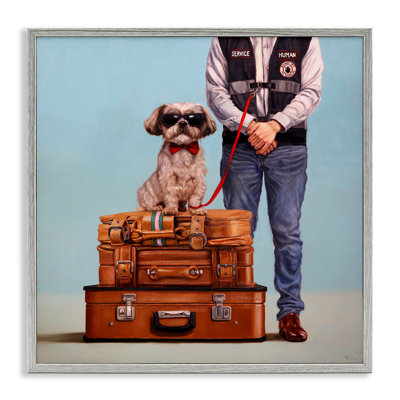 Az-009-Framed " Funny Service Human Dog " by Lucia Heffernan