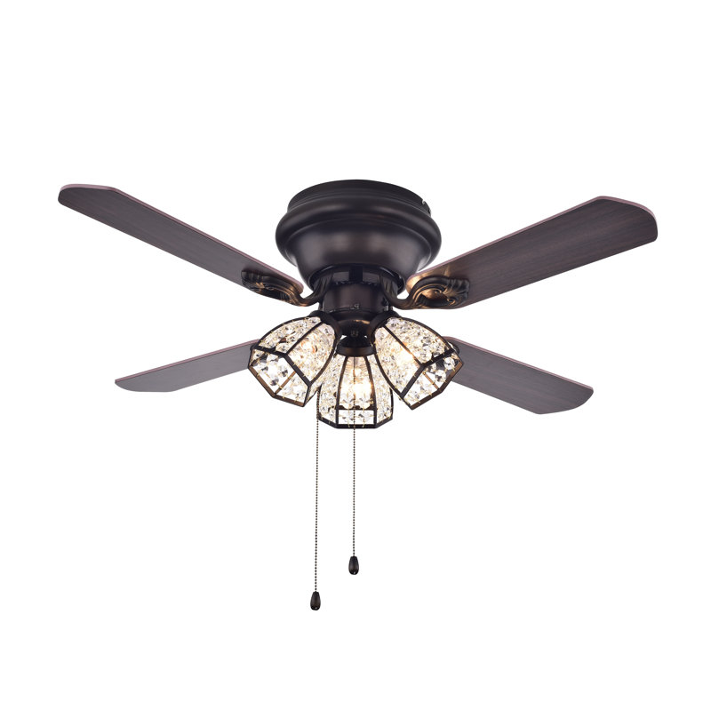 Alayna 42'' Ceiling Fan with Light Kit, Black Walnut, Pull Chain