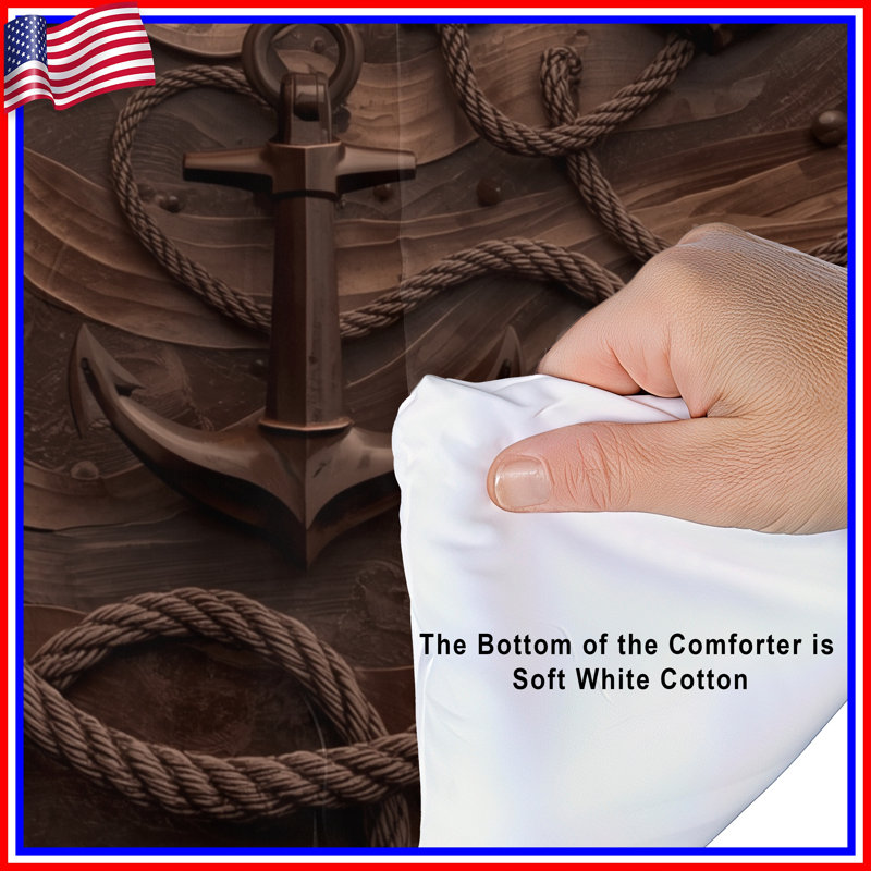 Brown Anchors Ropes Waves Comforter, Queen