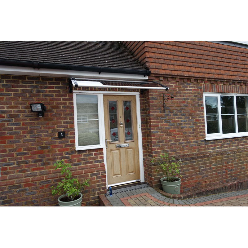 Mendocino 1m Width x 1m Depth Door Canopy Black-Bracket Clear-Sheet