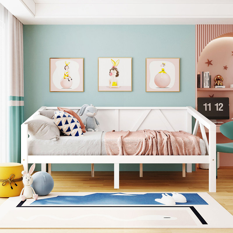 Full Size Daybed, Full Size Bed, Upholstered Bed, Wood Bed Frame, Modern Bed Frame, White