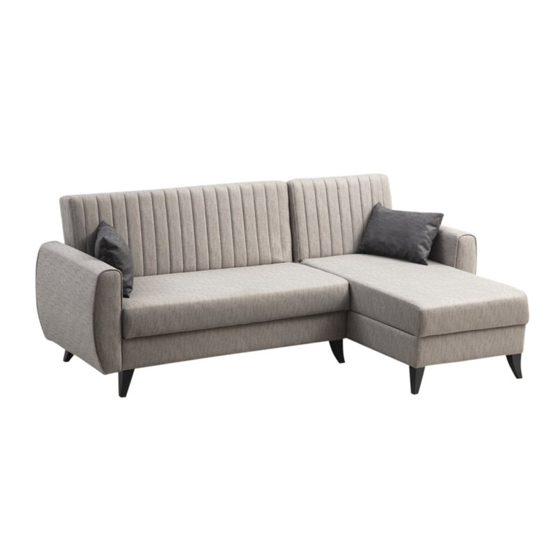 Canapé-lit d'angle, 100 % polyester gris clair