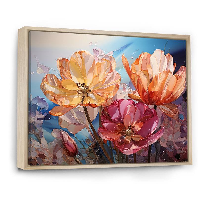 «Glass Tulips», impression sur toile, Cadre naturel flottant, H 34 po x l 44 po x P 1,5 po