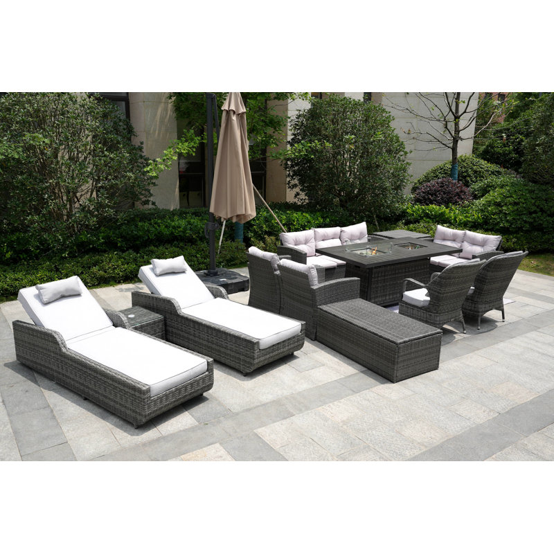 Aliaksey 11 - Person Patio Conversation Set with Cushions