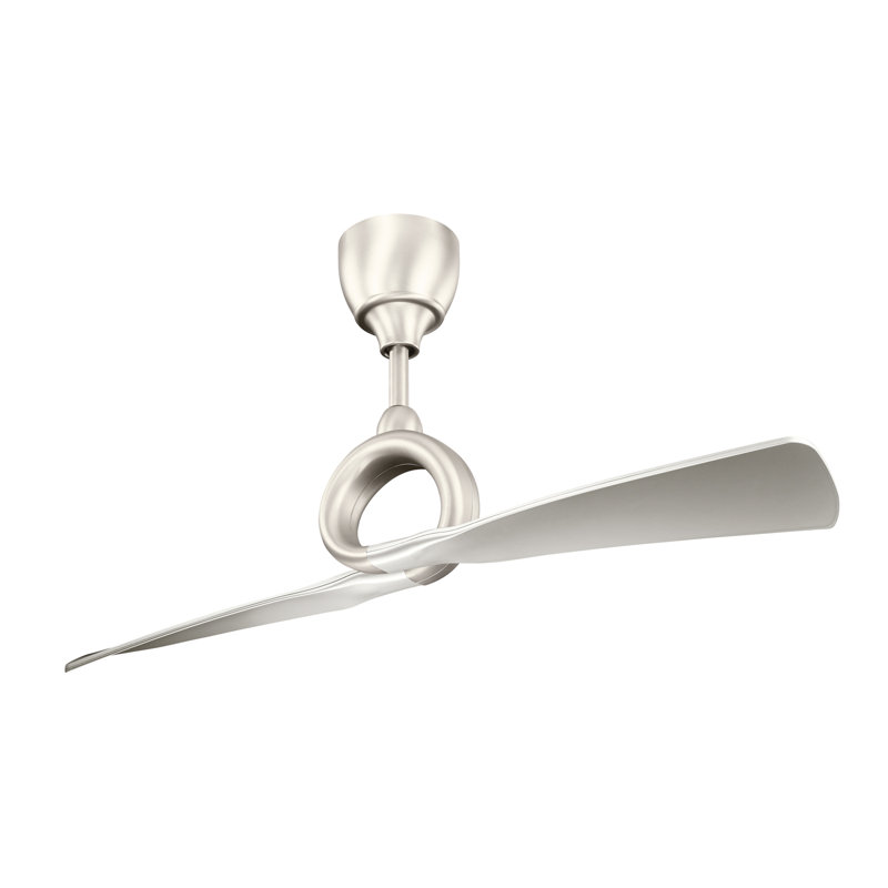 Ventilateur de plafond standard de 54 po avec commande murale Zilla, Nickel brossé avec pales argent