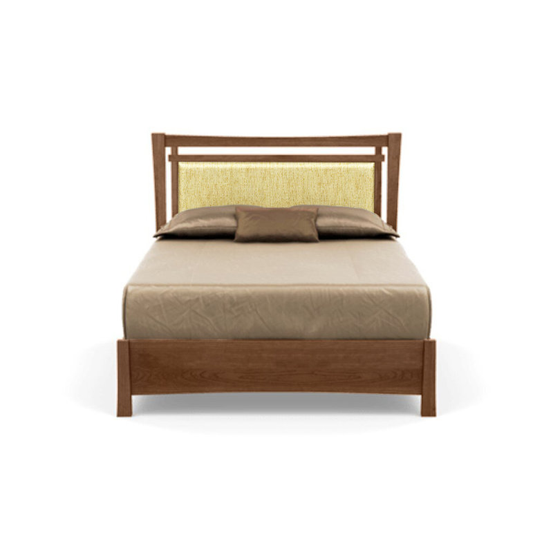 Monterey Upholstered Bed, California King, Ebony Leather, Saddle Cherry