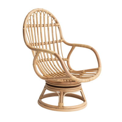Woven Rattan and Bamboo Swivel Chair