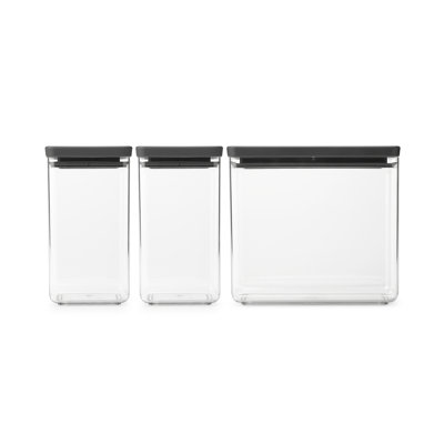 Brabantia Tasty+ Stackable Canister, Set of 3, 2x1.6 Liter and 1x3.5 Liter