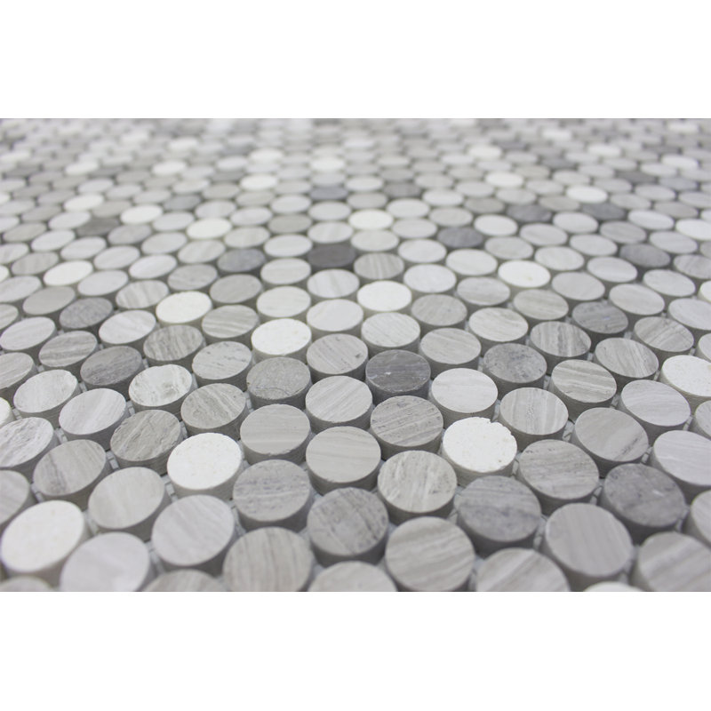 PENNY ROUND WOODEN GRAY MOSAIC, White/Athens Gray