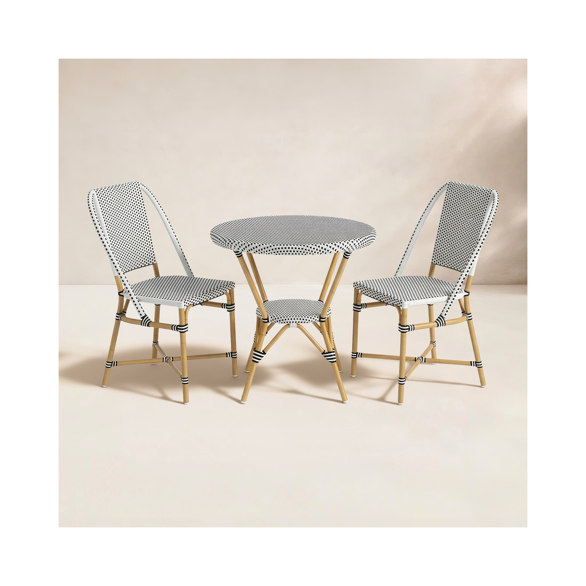 Ellie 2 Person Patio Dining Set, Blue/White, Black/White