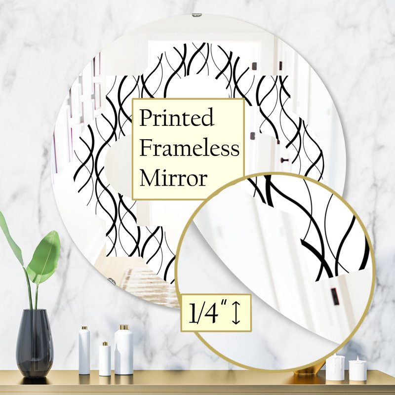 Miroir mural sans cadre en forme de "quadrilobe géométrique abstract minimal" x modern, 31,5 po x 31,5 po
