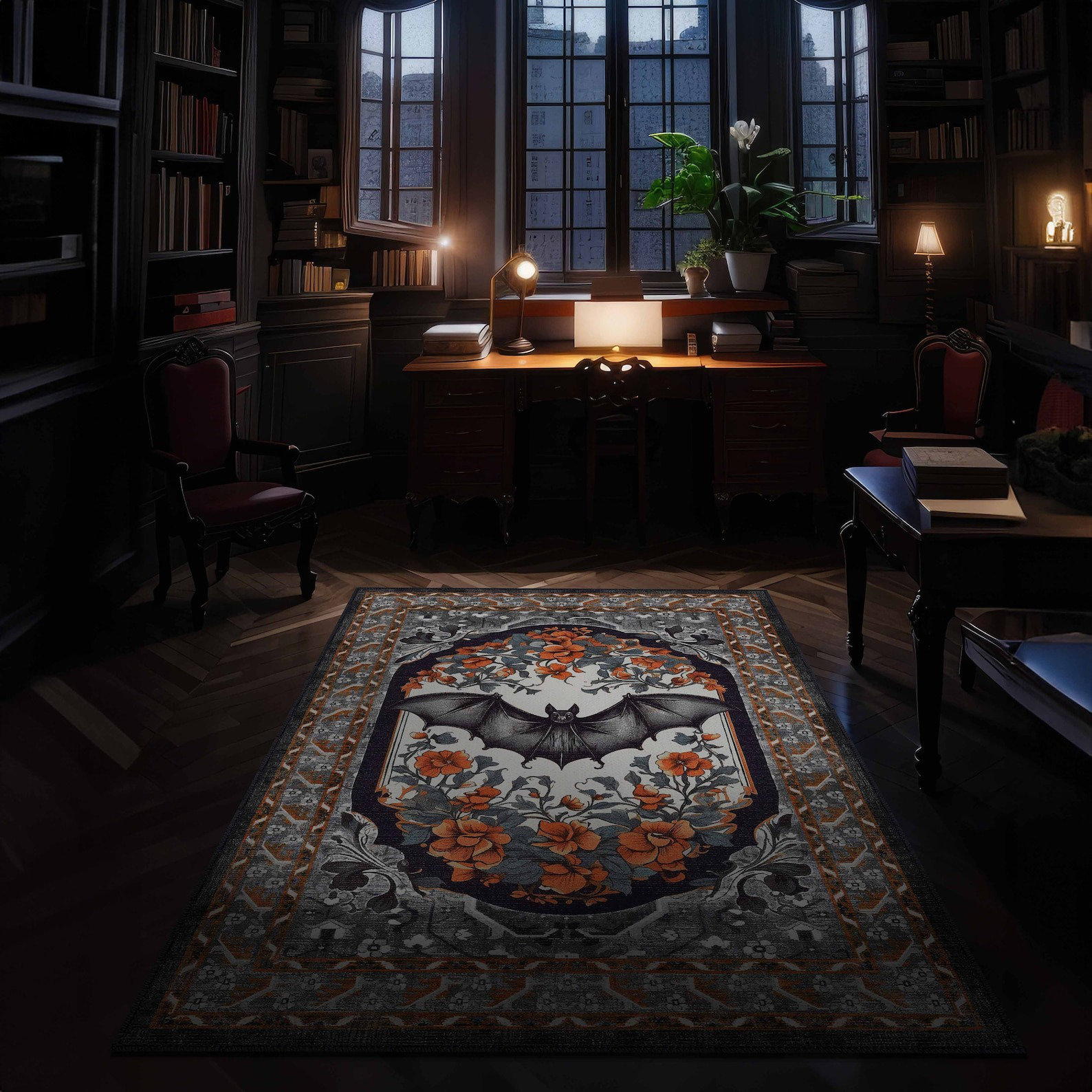 TeexCorp Gothic Rug For Goth Room Decor, Bat Rug For Witchy Room Decor ...