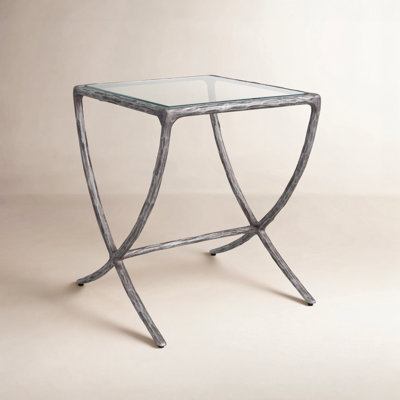 Evelynn Glass Top End Table