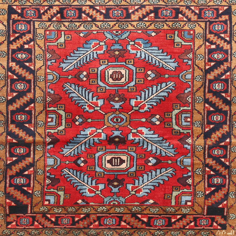 Tapis rouge/bleu traditionnel Reitman, Rond 3 pi
