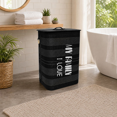 Square Laundry Basket Bamboo Laundry Hamper Foldable Storage Woven Basket